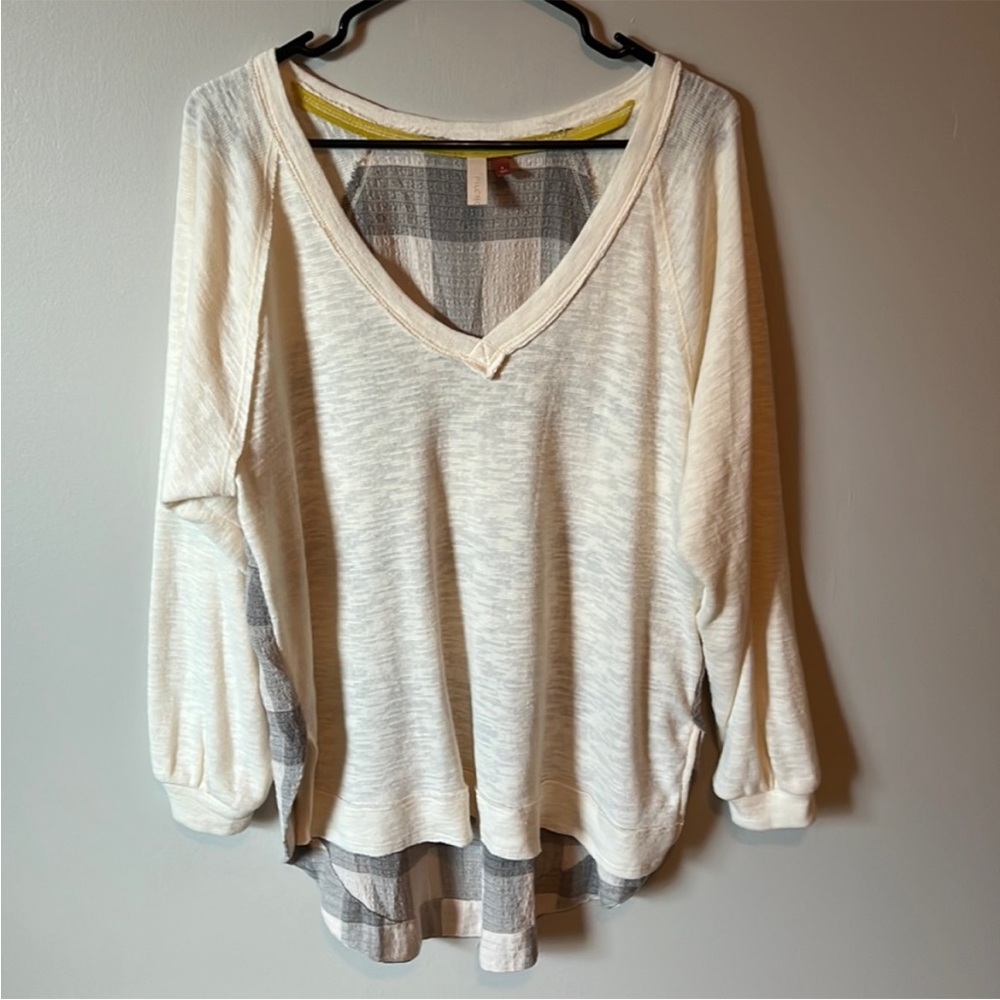 Pilcro and the Letterpress Cream and Gray Tunic